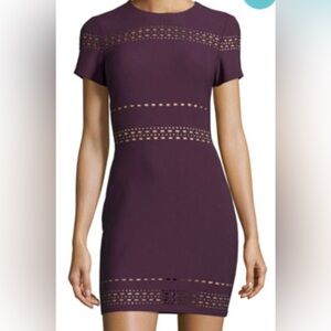 Elizabeth and James Purple Flutter Sleeve Sheath Mini Dress